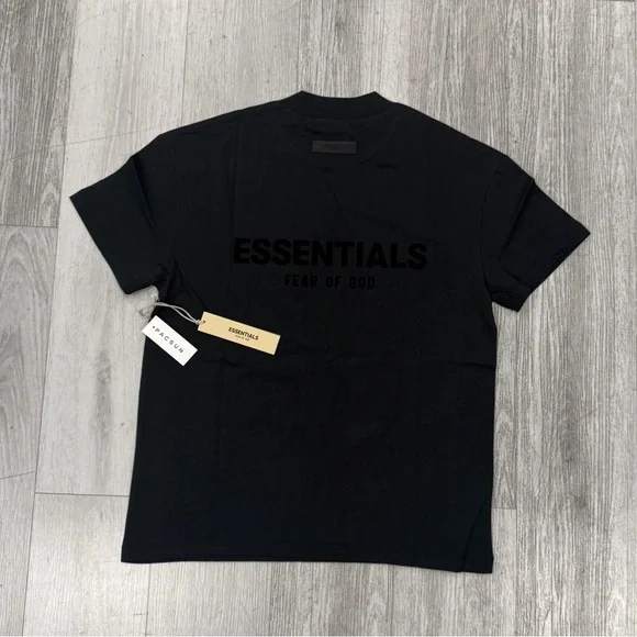 Essentials Jet Black Tee and Shorts sets summer suits - Picture 3 of 5